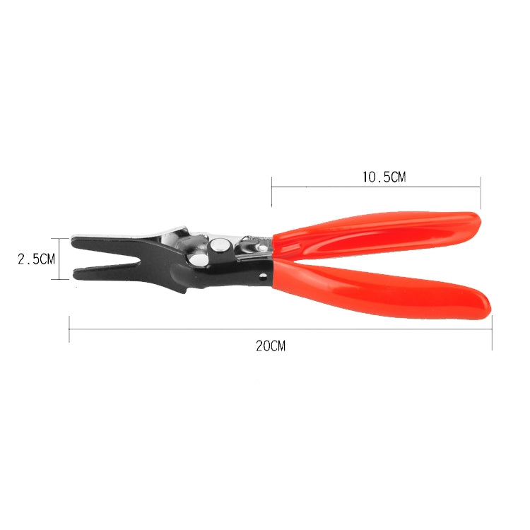 Fuel pipe separating plier, approx. 20 cm length, red and black handles