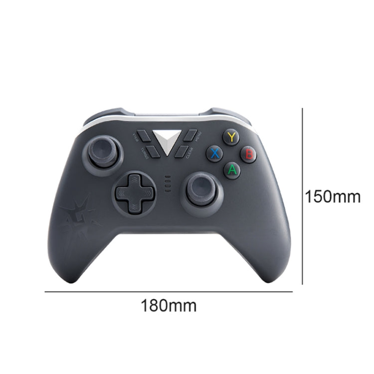 Gray wireless gamepad controller with size measurement 180mm x 150mm