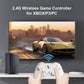 White wireless gamepad controller held by hands with ABXY buttons and D-pad
