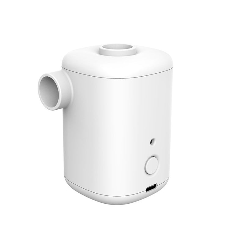 White portable suction and inflatable pump with side intake and USB-C port