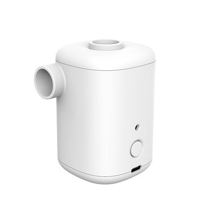 White portable suction and inflatable pump with side intake and USB-C port