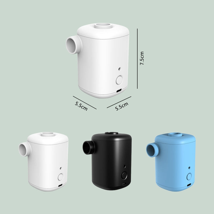 Compact portable suction and inflatable pump, white color with side inlet and ports