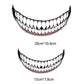 Motorcycle helmet teeth sticker set with size labels, white teeth with red outline