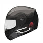 Motorcycle helmet teeth sticker on a black helmet, white teeth with red outline