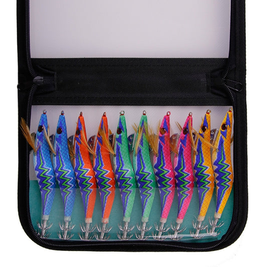 Set of colorful shrimp-shaped night lights with beaded patterns in a zip case