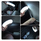 Magnetic dome LED car light shown in car interior with bright white illumination
