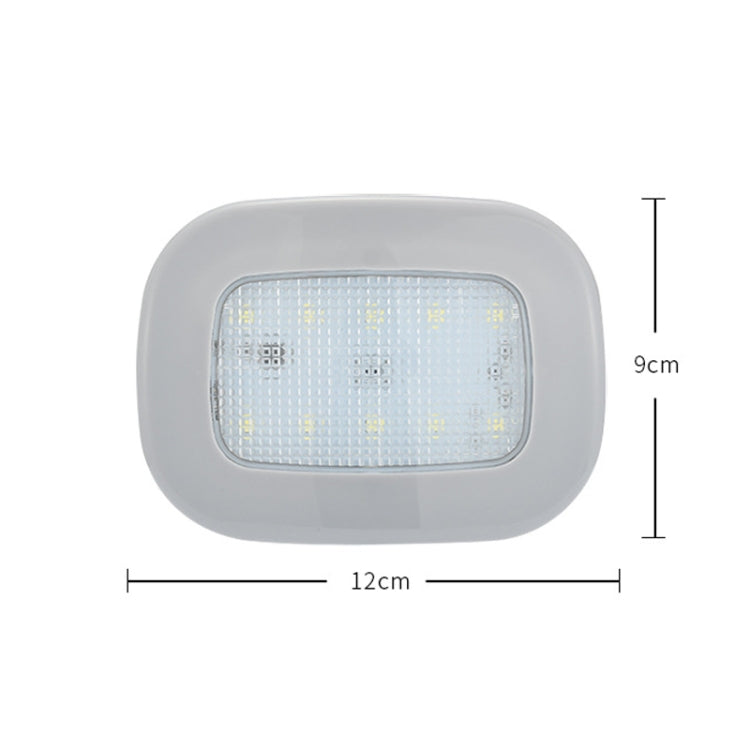 Gray dome LED trunk light with white panel, 12cm wide and 9cm tall