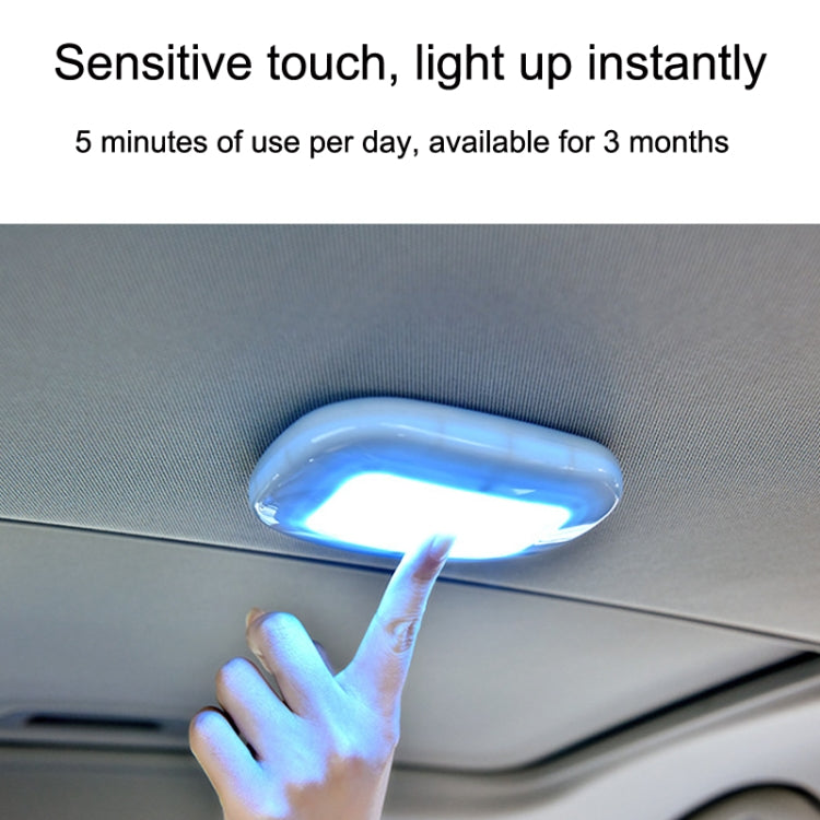 Dome LED trunk light with ice-blue glow, touch-activated