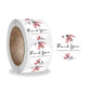 Round thank you envelope sealing stickers on roll, pink flower and butterfly design
