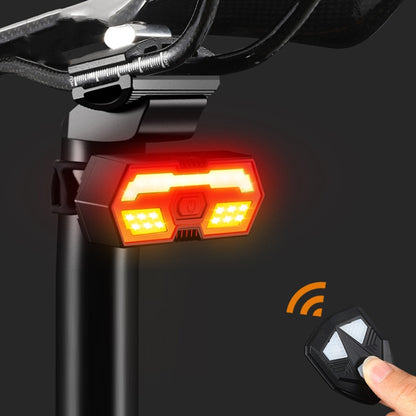 Bicycle remote-controlled tail light with red LED glow and horn control remote
