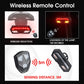 Bicycle wireless tail light with remote control, showing red brake and yellow signals