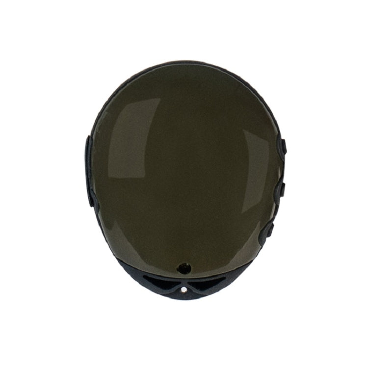 Olive GPS locator back view with black trim and side grip buttons