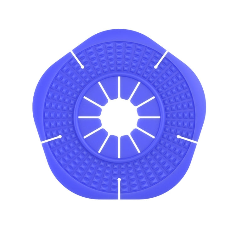 Blue silicone wiper hole cover, textured grip bumps, small center opening