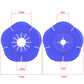 Blue silicone wiper hole cover with labeled hole sizes and overall dimensions