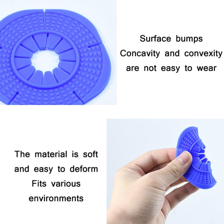 Blue silicone wiper hole cover with raised grip texture and soft, flexible fit