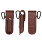 Brown leather drill bit tool holders with snap buttons and metal punch bits