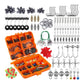 Fishing accessory kit with assorted hooks, split rings, swivels, and colored beads