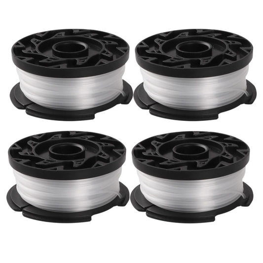 Set of four black spool heads with white nylon grass mowing line