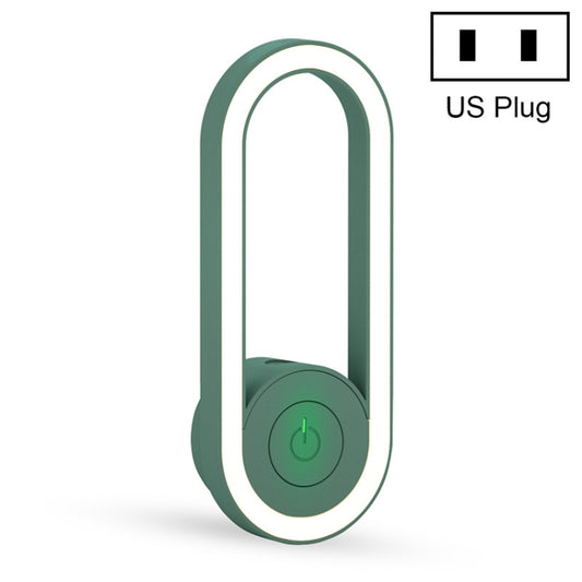 Green ultrasonic electronic mosquito repellent with circular power button and loop design