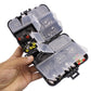 Fishing hook accessories set organizer case opened and held, showing compartments and hooks