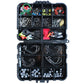 Fishing hook accessories set open in black tackle box with compartments of hooks and weights
