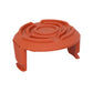 Orange trimmer head cover with side release tabs