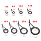 Black single-leg fishing rod guide ring sizes diagram with labeled measurements