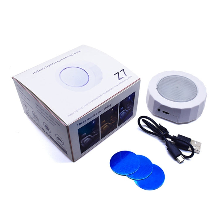 Z7 white octagonal USB car reading light kit with charging cable and two stickers