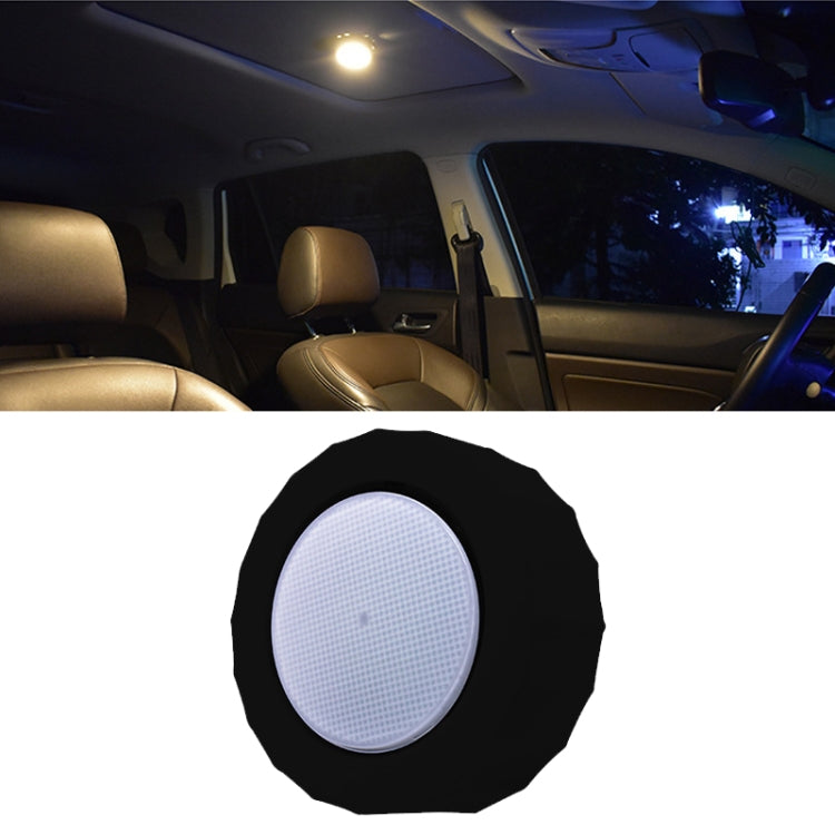 Black octagonal car ceiling reading light with round LED panel