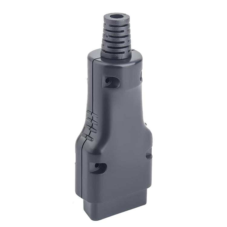 OBD diagnostic interface connector, dark gray body with circular top opening
