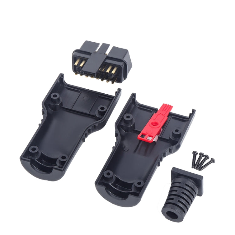 OBD diagnostic interface connector parts, dark gray housing with red release clip