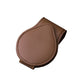 Car sun visor clip with brown leather-style glasses storage pouch