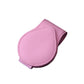Car sun visor clip with pink leather-style glasses storage pouch