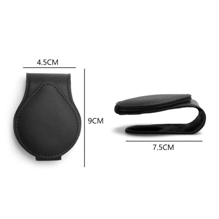Car sun visor glasses clip storage, black pouch with size markings