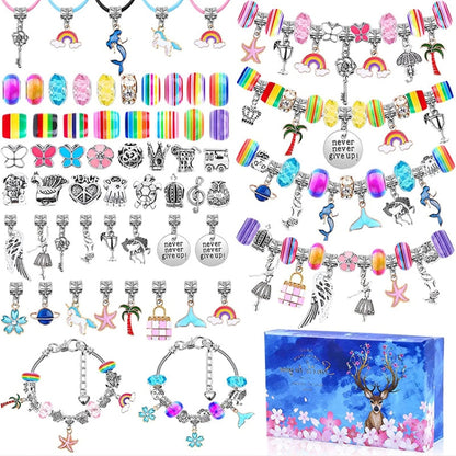 Children’s crystal charm bracelet making kit with colorful beads and charm assortment