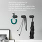 Adhesive car storage hooks holding cables, keys, and an umbrella