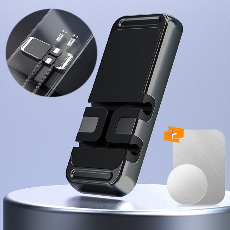 Magnetic car phone holder bracket with cable organizer, black