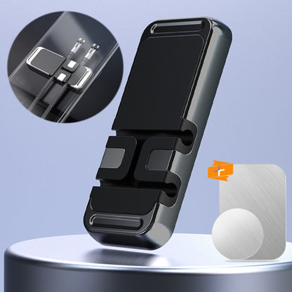 Magnetic car phone holder bracket with cable organizer, black