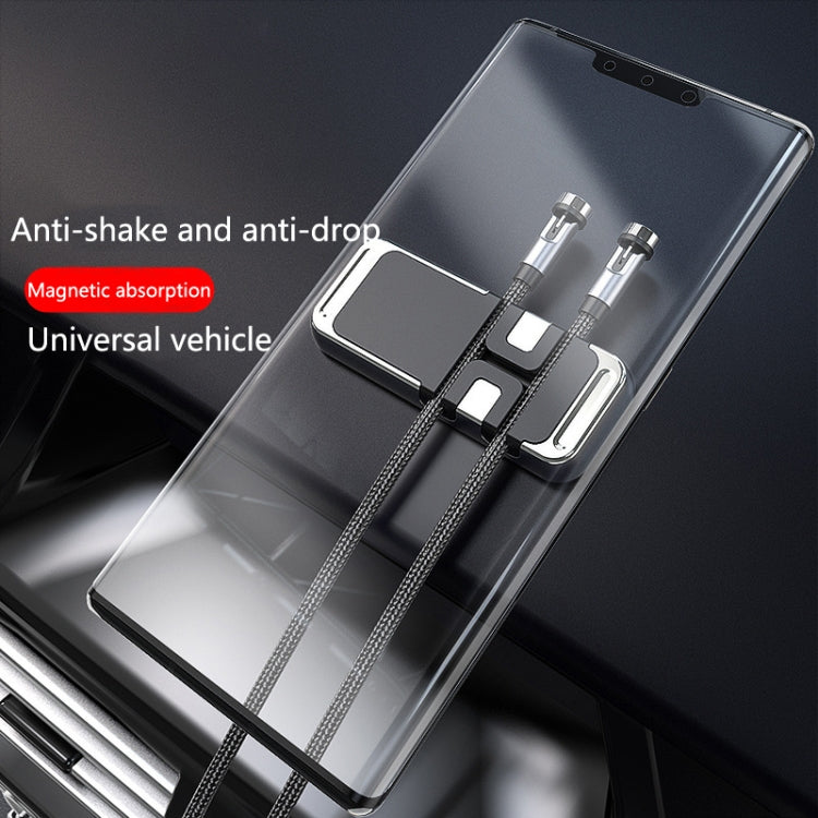 Magnetic vehicle phone holder bracket with braided cable organizer