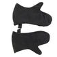 Pair of black heat-insulating leather BBQ gloves shown side-by-side