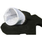Black heat-insulating leather BBQ glove with white inner lining