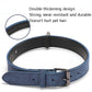 Blue double-layer dog collar with silver buckle and reinforced strap
