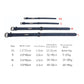 Navy dog collars showing sizes XS, S, M, and L with buckles