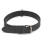 Black double-layer dog collar with silver metal buckle and D-ring