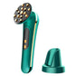 Facial thermal RF beauty device with teal body, gold accents, and upright electrode head