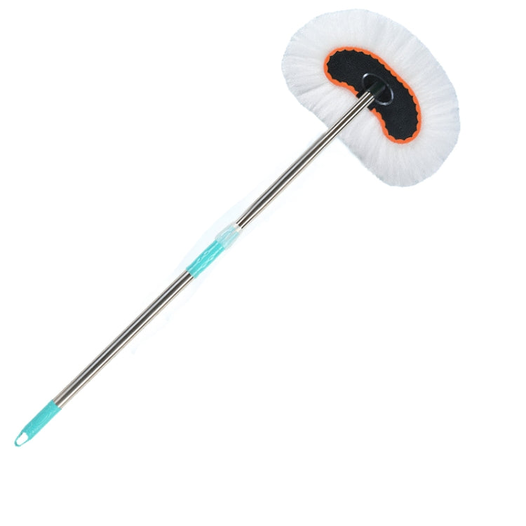 Telescopic soft wool car washing mop with round white brush head and orange edge