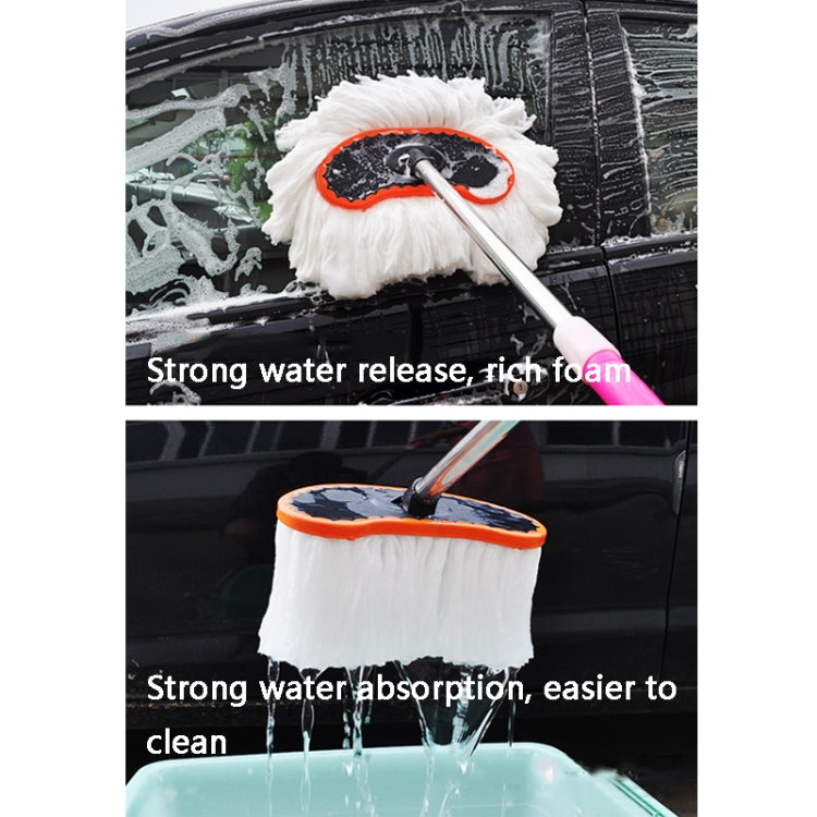 Round soft wool car mop head with orange rim on metal rod