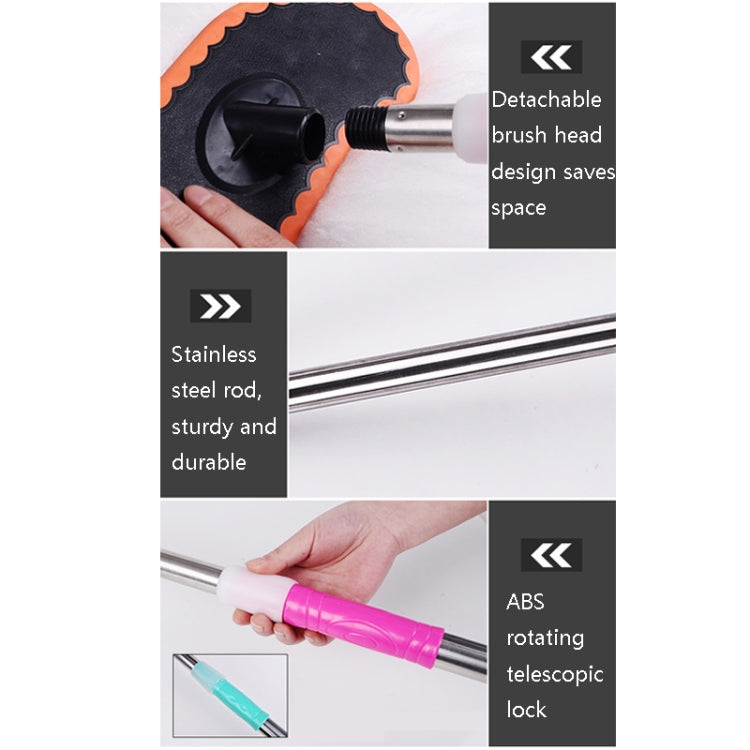 Detachable soft wool mop head with orange trim, stainless rod and pink telescopic grip
