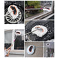 Telescopic car wash mop with round white wool head, orange trim and extended pole