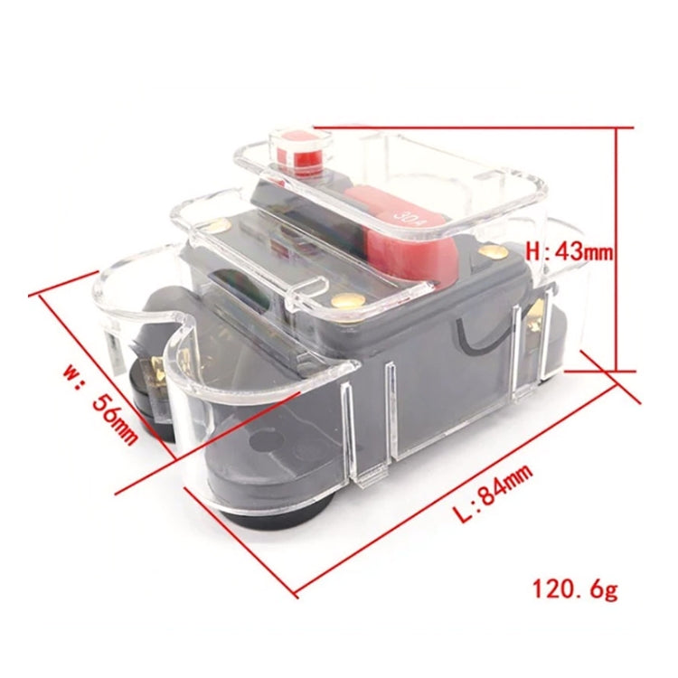 Automatic circuit breaker switch with labeled dimensions: H 43mm, L 84mm, W 56mm.